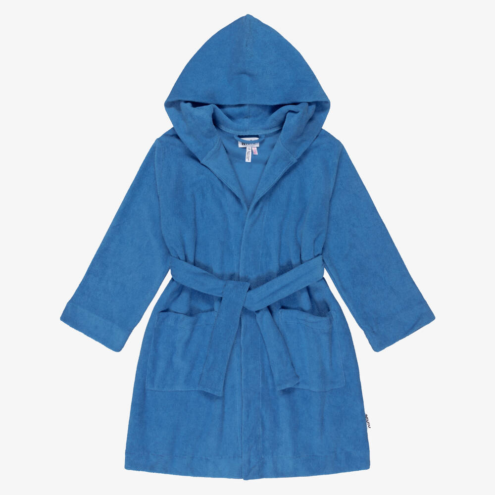Molo-Boys Blue Organic Cotton Towelling Bathrobe | Childrensalon