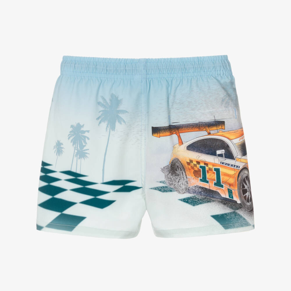 Molo-Boys Blue Racing Car Swim Shorts (UPF50+) | Childrensalon
