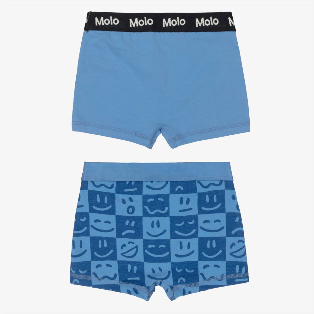 Molo-Boys Blue Smiling Face Cotton Boxers (2 Pack) | Childrensalon