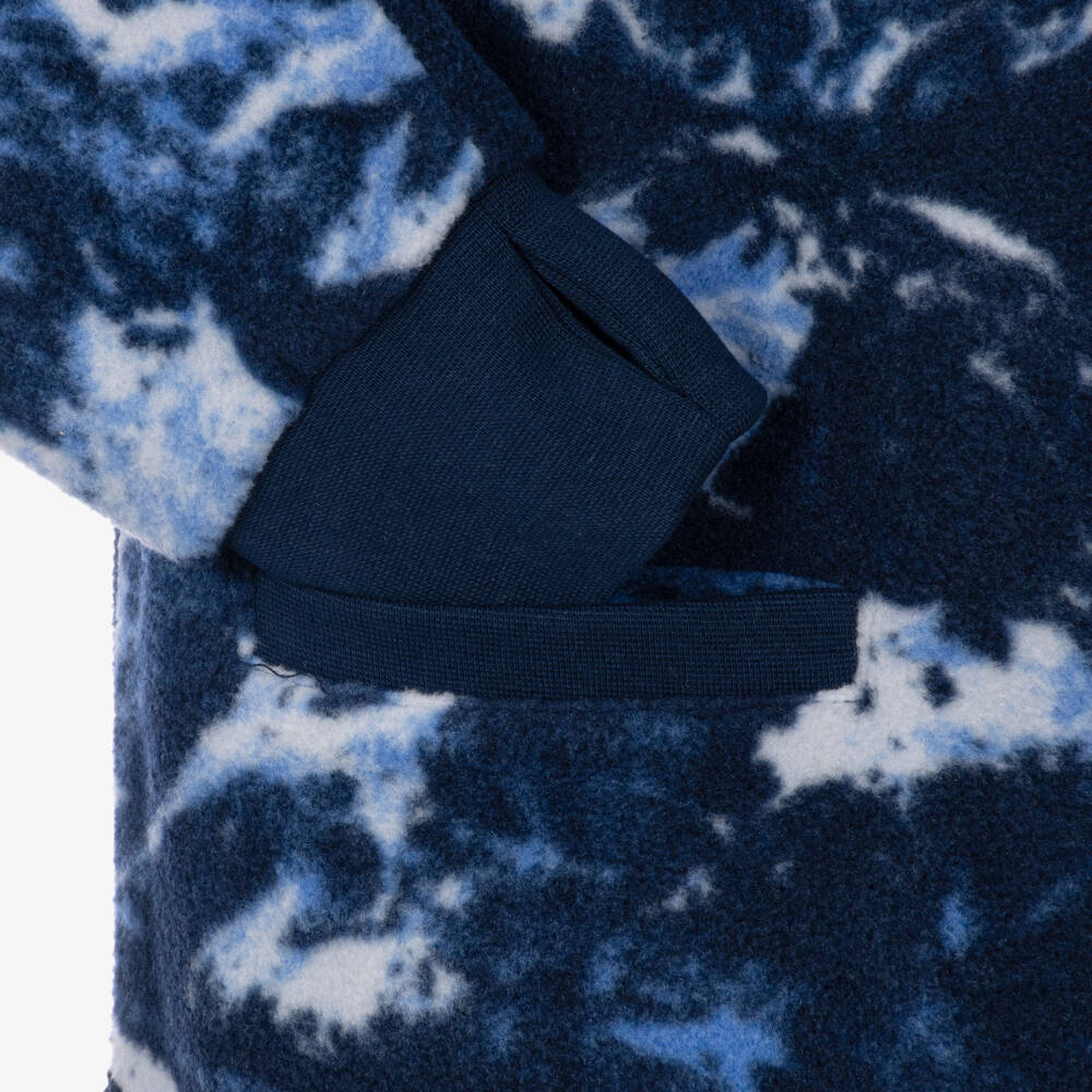 Molo-Boys Blue Snowy Mountain Fleece Zip-Up Top | Childrensalon
