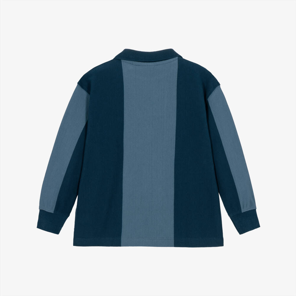 Molo-Boys Blue Striped Piqué Polo Shirt | Childrensalon