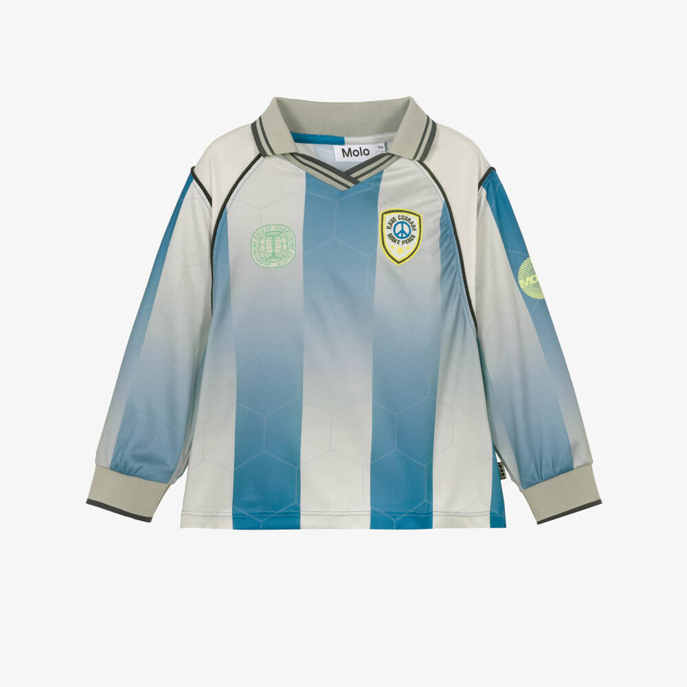 Molo-Boys Blue Striped World United Top | Childrensalon