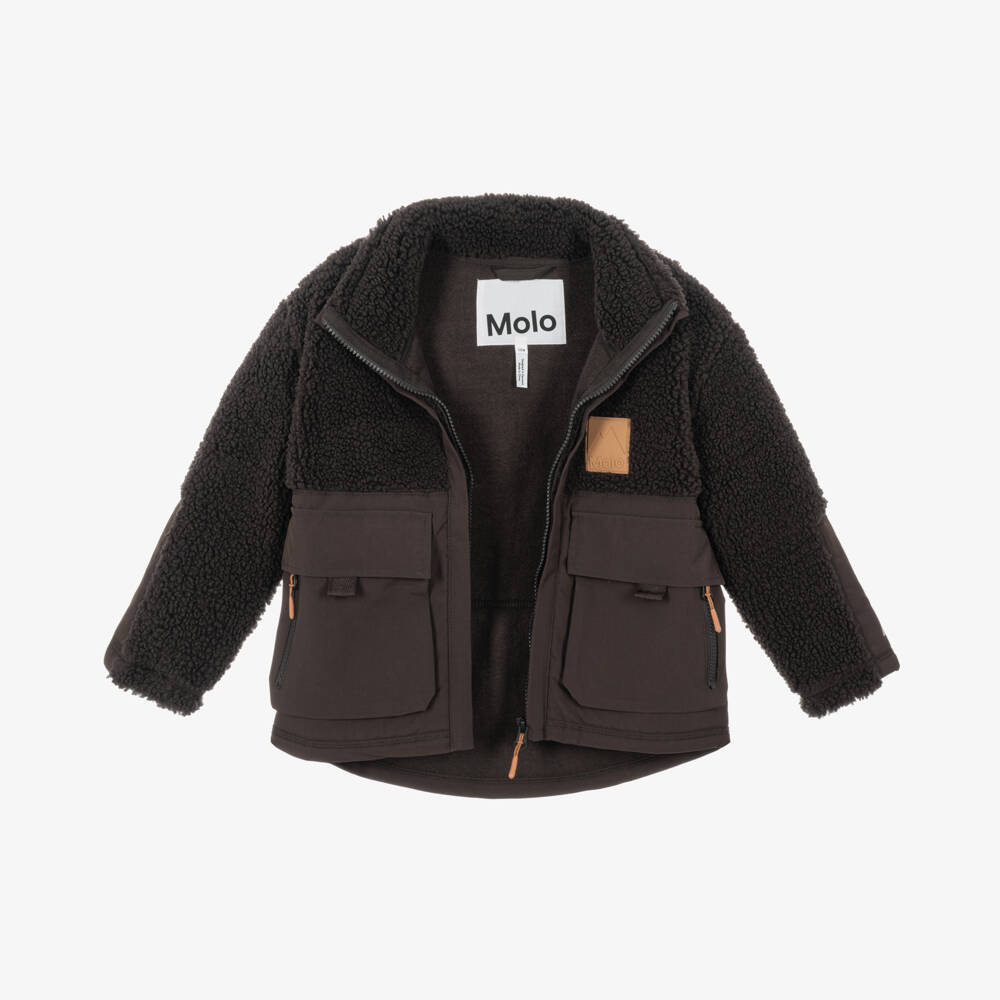 Molo-Boys Brown Fleece Zip-Up Jacket | Childrensalon