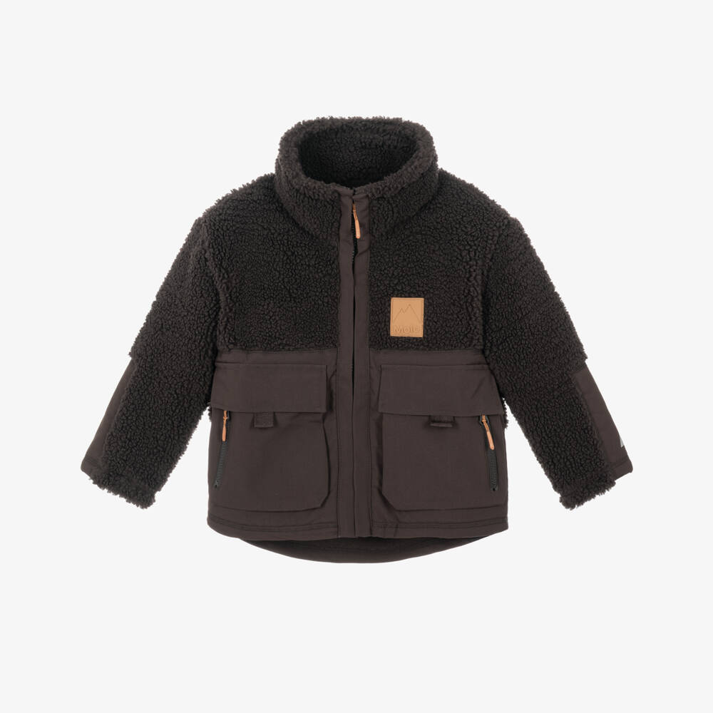 Molo-Boys Brown Fleece Zip-Up Jacket | Childrensalon