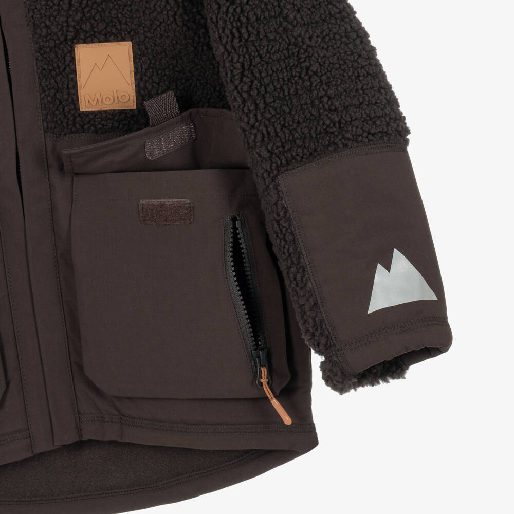 Molo-Boys Brown Fleece Zip-Up Jacket | Childrensalon