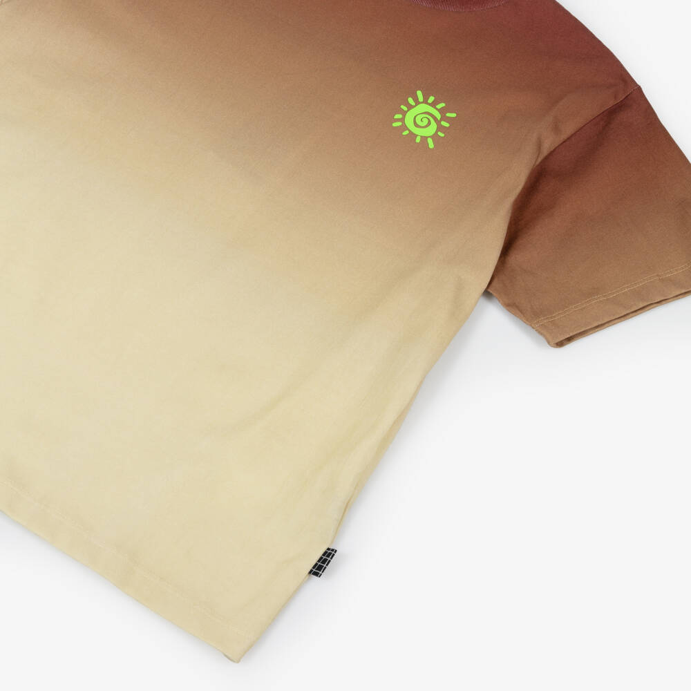 Molo- Boys Brown Ombré Organic Cotton T-Shirt with Sun Print | Childrensalon