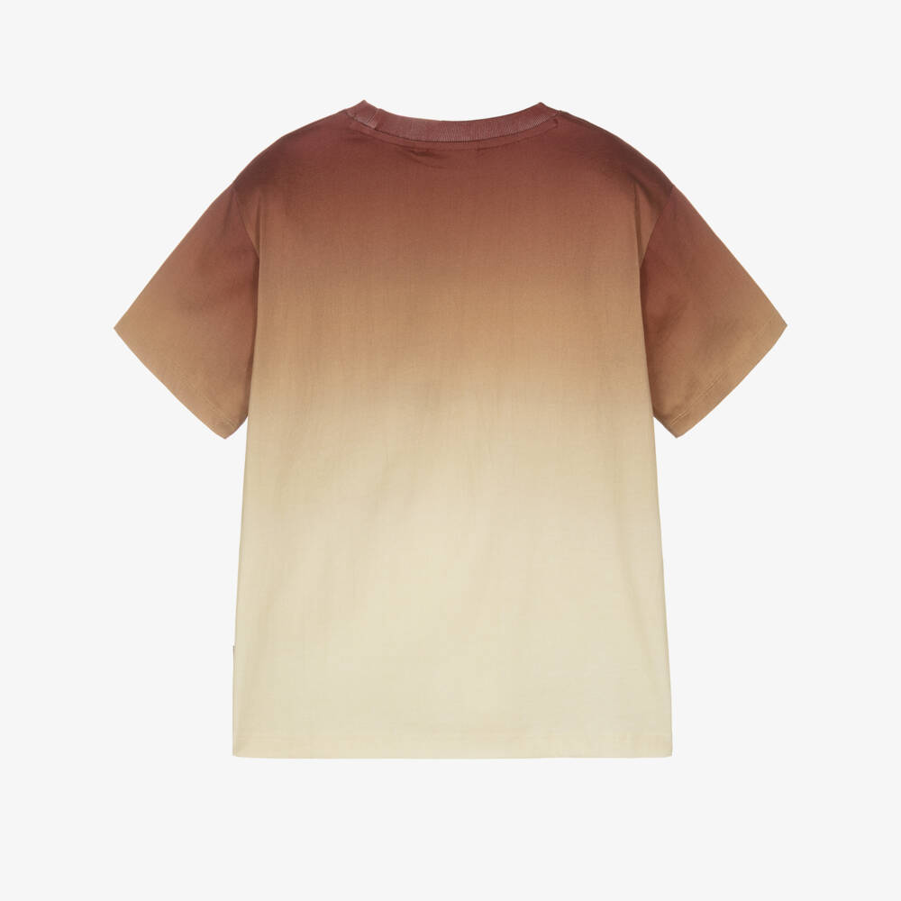 Molo- Boys Brown Ombré Organic Cotton T-Shirt with Sun Print | Childrensalon