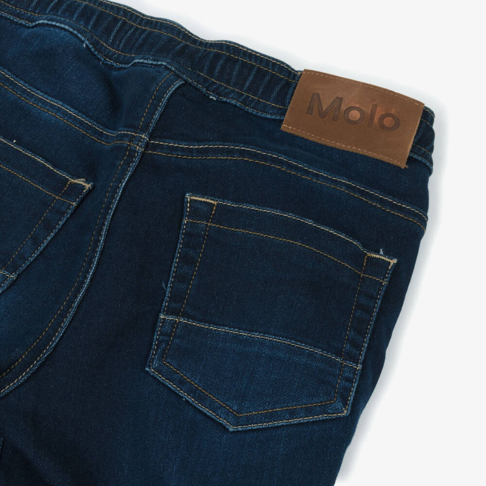 Molo-Boys Dark Blue Denim Drawstring Shorts | Childrensalon