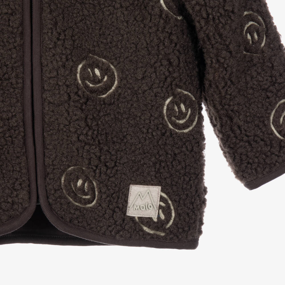 Molo-Boys Dark Brown Fleece with Smiles | Childrensalon