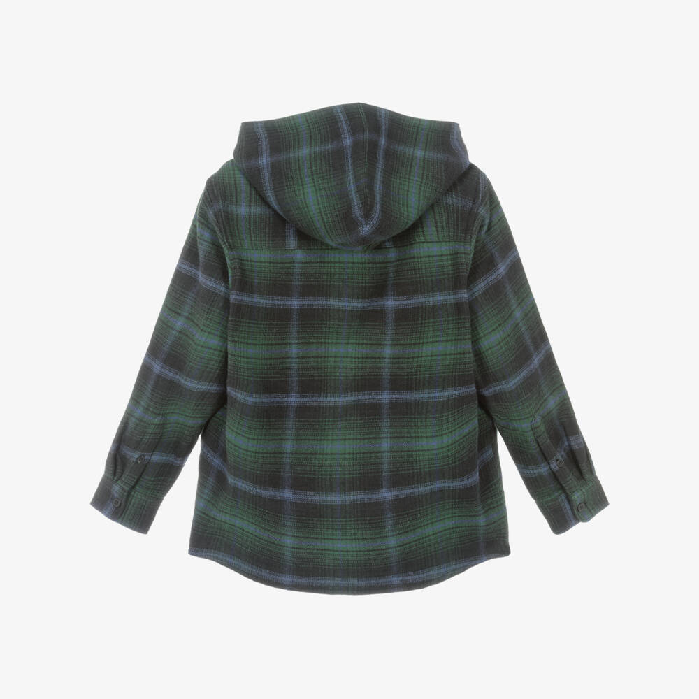 Molo-Boys Dark Green Cotton Checked Shirt | Childrensalon