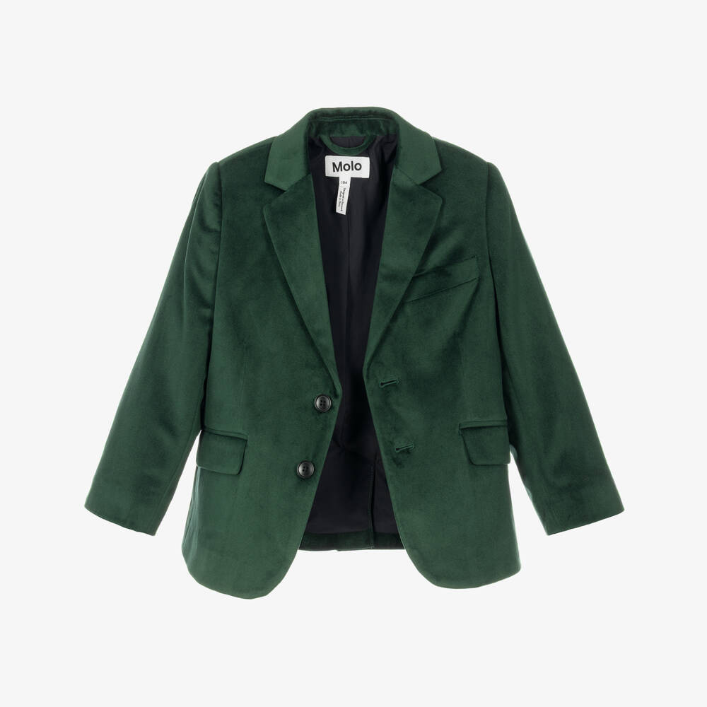 Molo-Boys Deep Green Velvet Blazer | Childrensalon