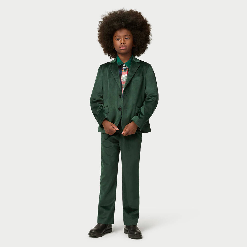 Molo-Boys Deep Green Velvet Blazer | Childrensalon