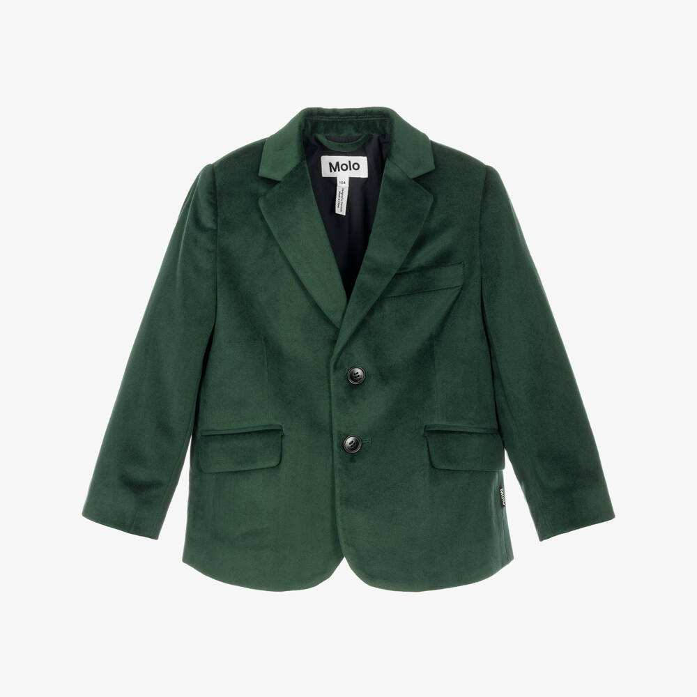 Molo-Boys Deep Green Velvet Blazer | Childrensalon
