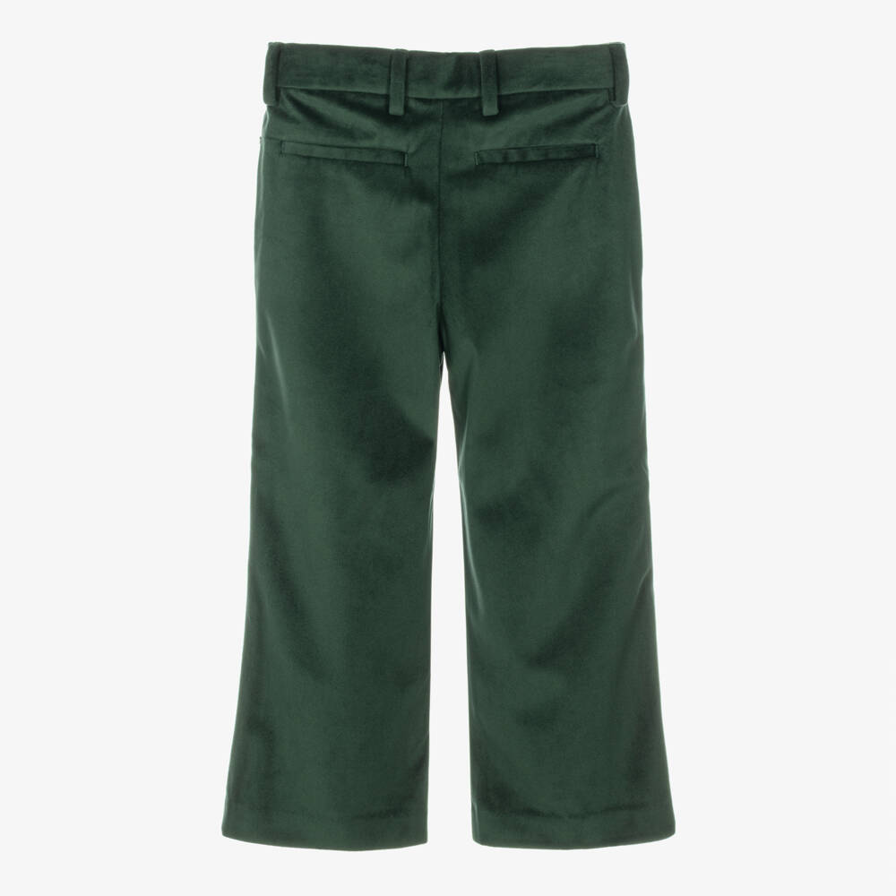 Molo-Boys Deep Green Velvet Trousers | Childrensalon