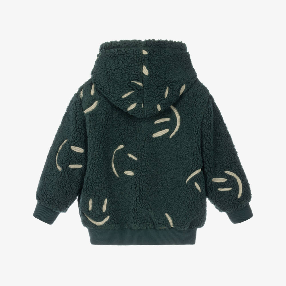Molo-Boys Forest Green Hooded Fleece Jacket | Childrensalon