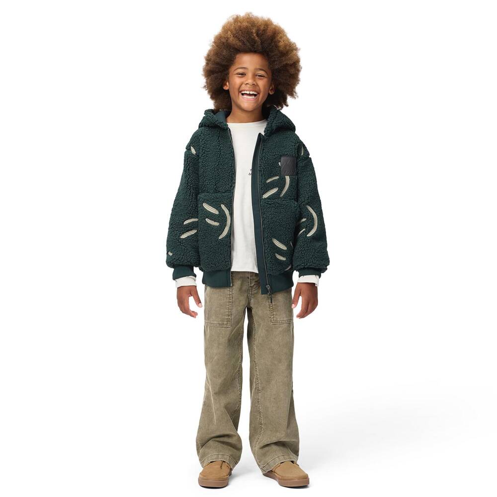 Molo-Boys Forest Green Hooded Fleece Jacket | Childrensalon