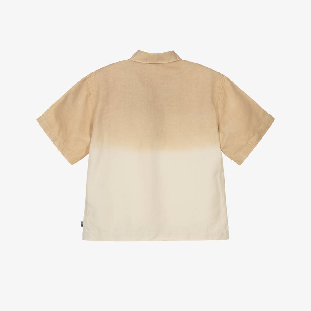 Molo-Boys Gradient Beige Linen & Cotton Shirt | Childrensalon