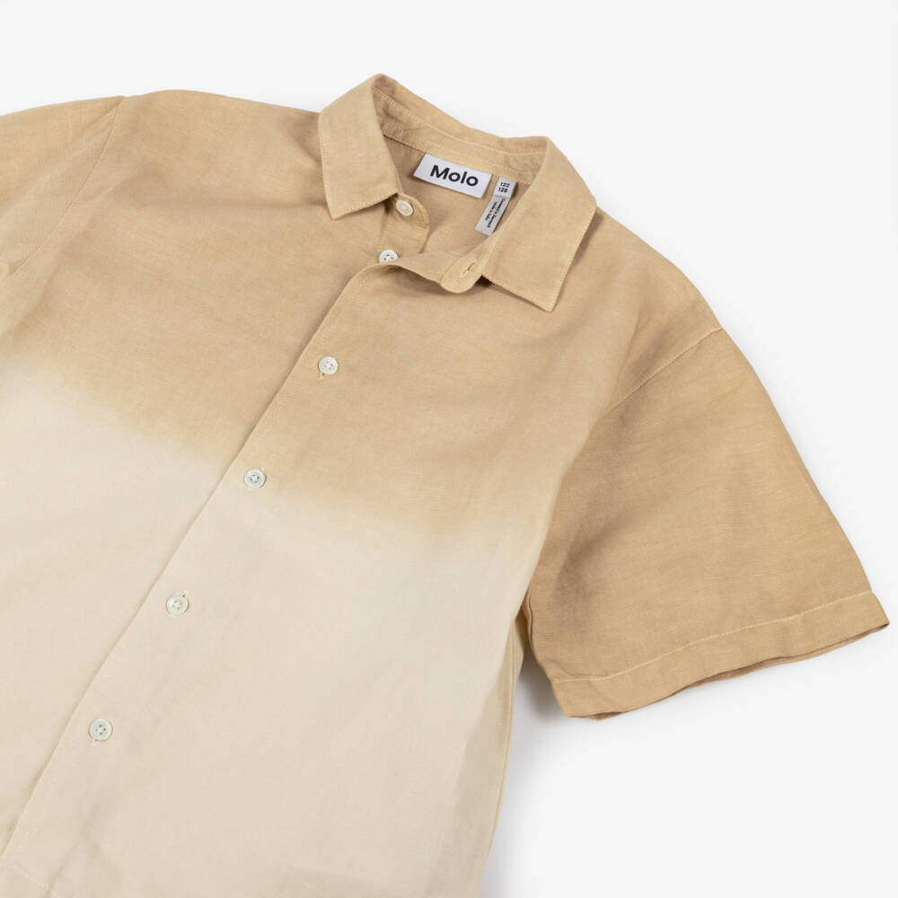 Molo-Boys Gradient Beige Linen & Cotton Shirt | Childrensalon