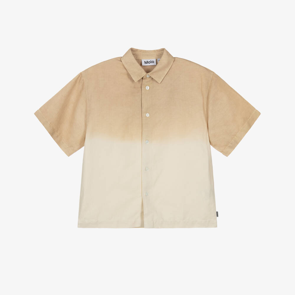 Molo-Boys Gradient Beige Linen & Cotton Shirt | Childrensalon