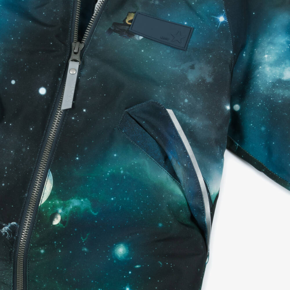 Molo-أفارول للثلج بطبعة فضاء لون ازرق وأخضر للأولاد | Childrensalon