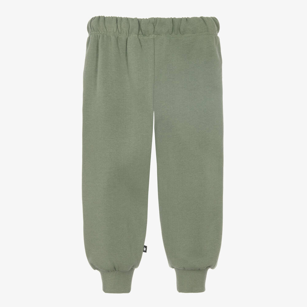 Molo-Boys Green Cotton Joggers with Sports Patches | Childrensalon