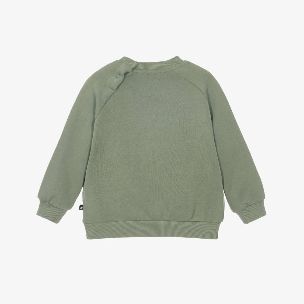 Molo-Boys Green Cotton Sweatshirt with Basketball Motif | Childrensalon