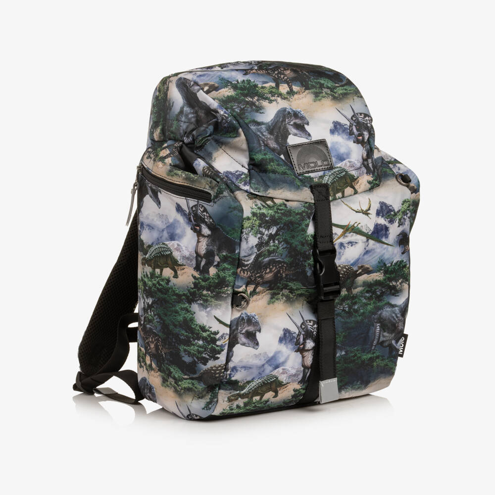 Molo-Boys Green Dinosaur Drawstring Backpack (42cm) | Childrensalon