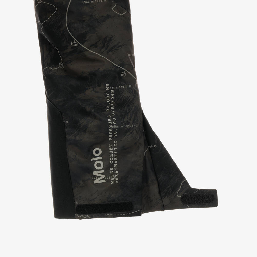 Molo-Boys Green Reflective Slope Print Technical Ski Trousers | Childrensalon