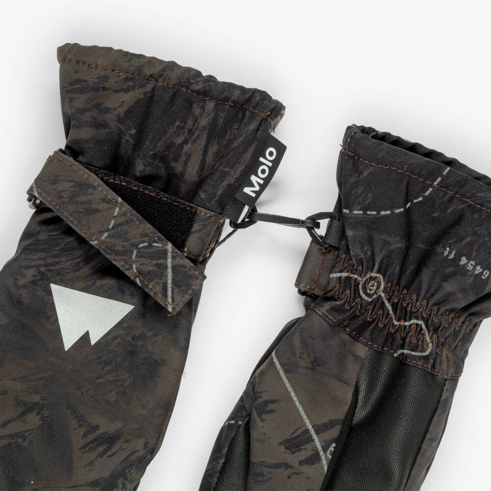 Molo-Boys Green Slopes Print Ski Gloves | Childrensalon