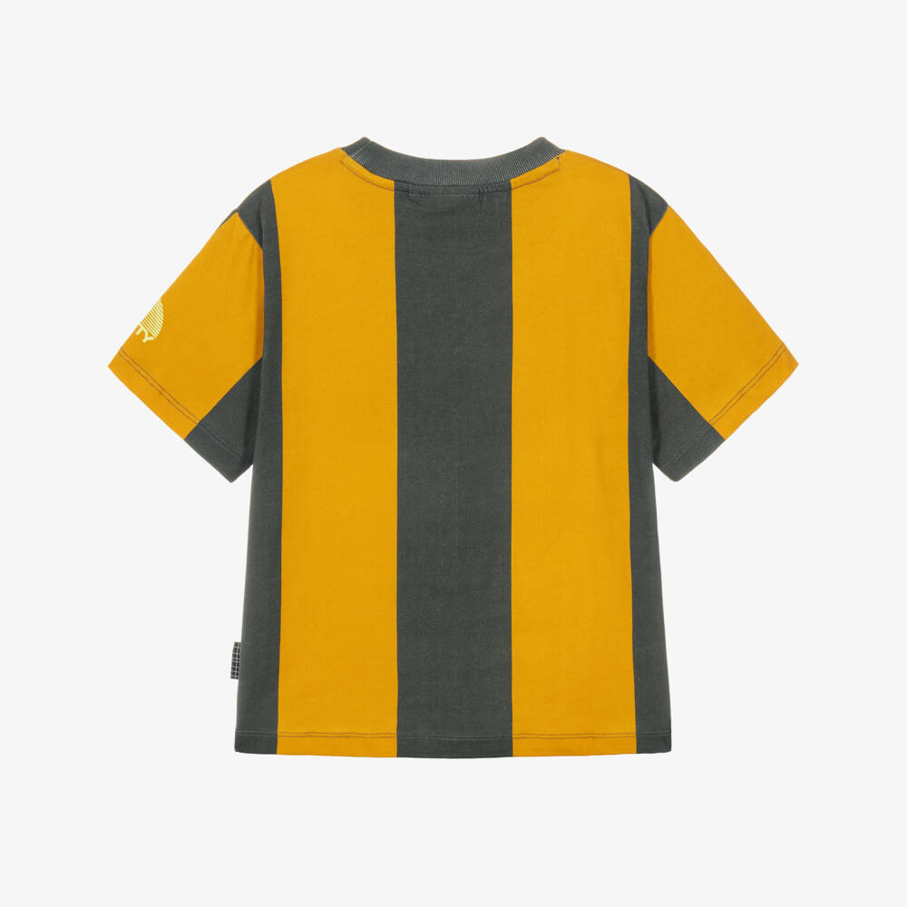 Molo-Boys Green & Yellow World United Striped T-Shirt | Childrensalon