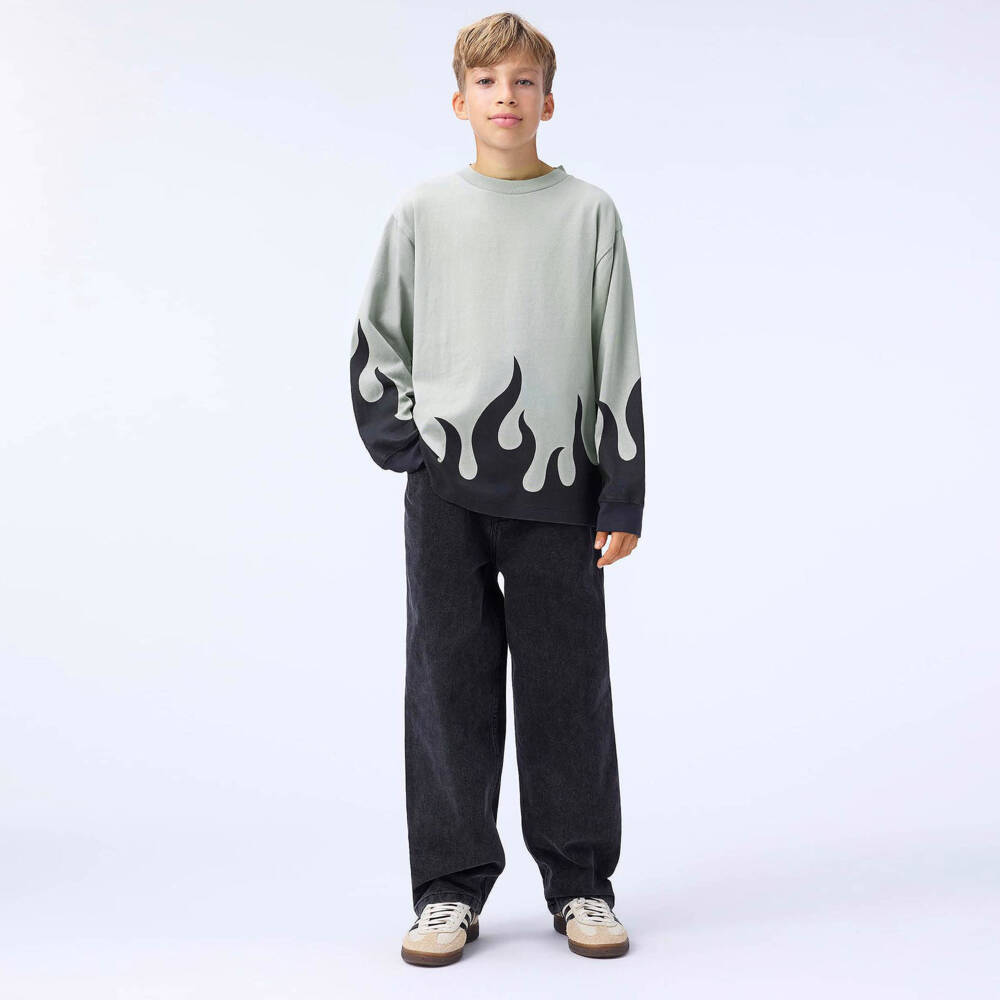 Molo-Boys Grey & Black Flames Organic Cotton Sweatshirt | Childrensalon
