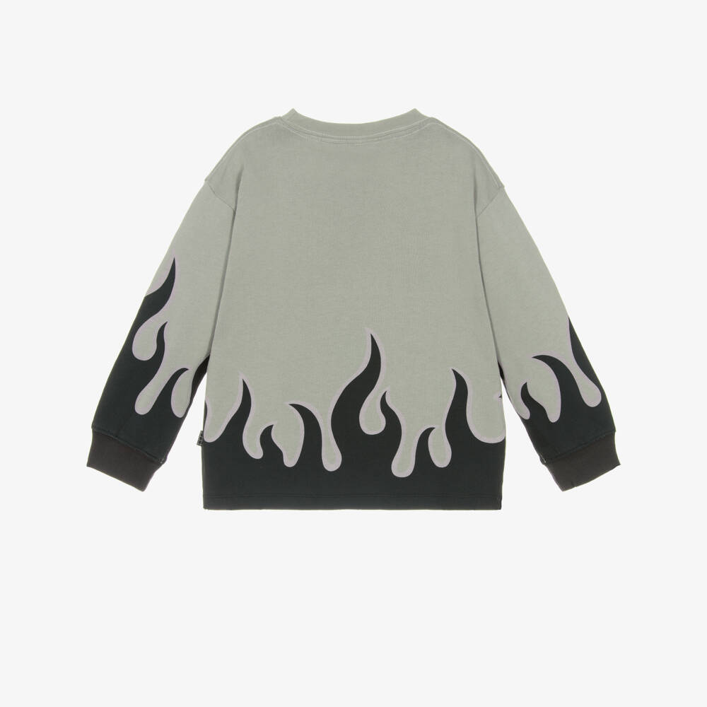 Molo-Boys Grey & Black Flames Organic Cotton Sweatshirt | Childrensalon