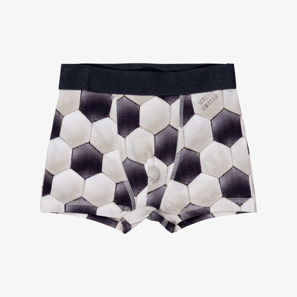 Molo-Boys Grey Cotton Boxers with Football Print (2 Pack) | Childrensalon