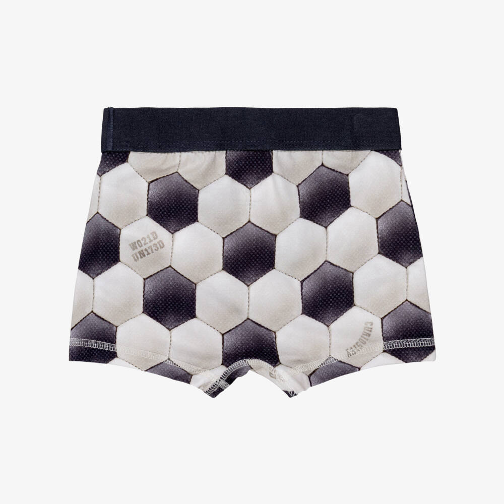 Molo-Boys Grey Cotton Boxers with Football Print (2 Pack) | Childrensalon
