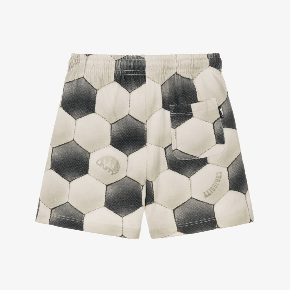 Molo-Boys Grey Cotton Jersey Football Print Shorts | Childrensalon