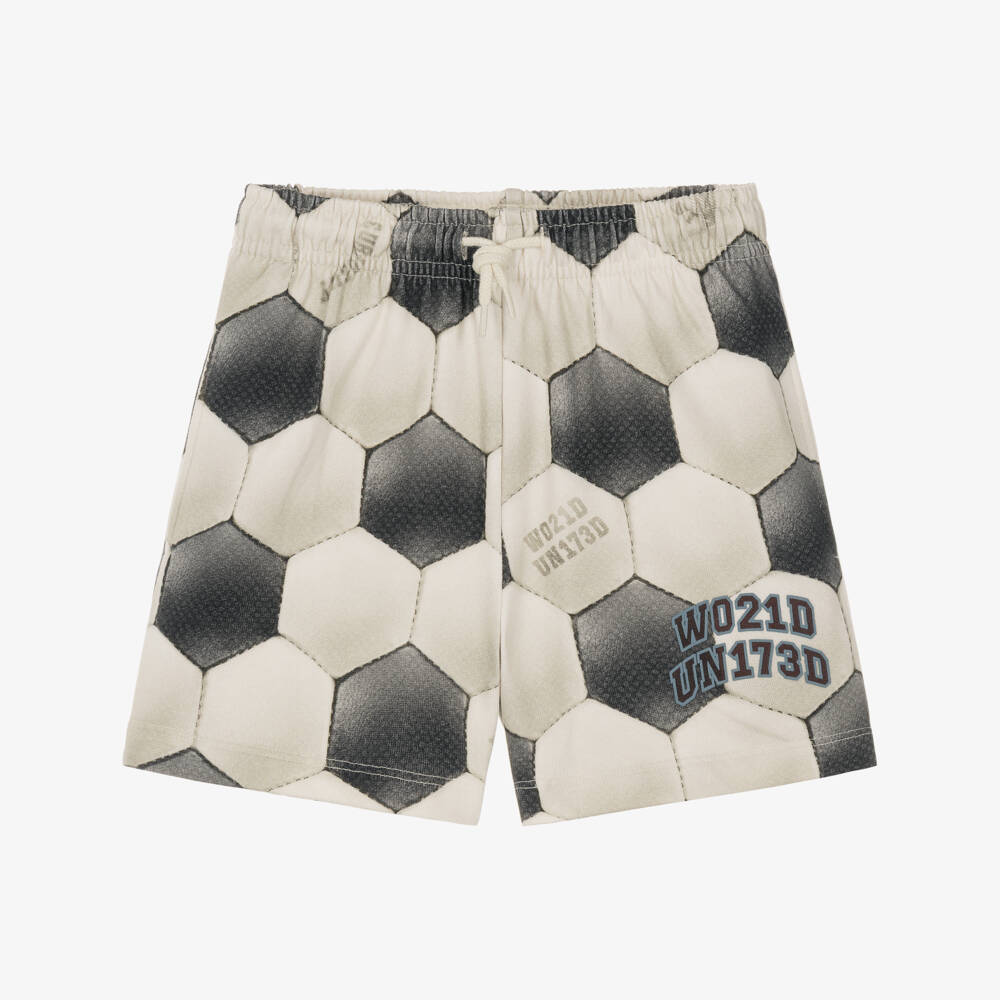 Molo-Boys Grey Cotton Jersey Football Print Shorts | Childrensalon