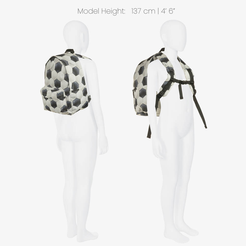 Molo-Boys Grey Football Print Backpack (41cm) | Childrensalon