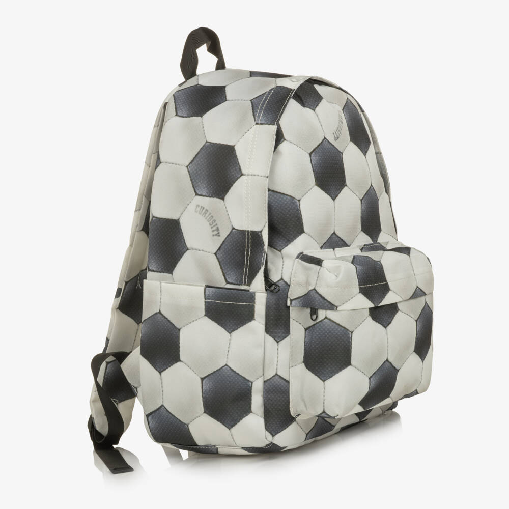 Molo-Boys Grey Football Print Backpack (41cm) | Childrensalon