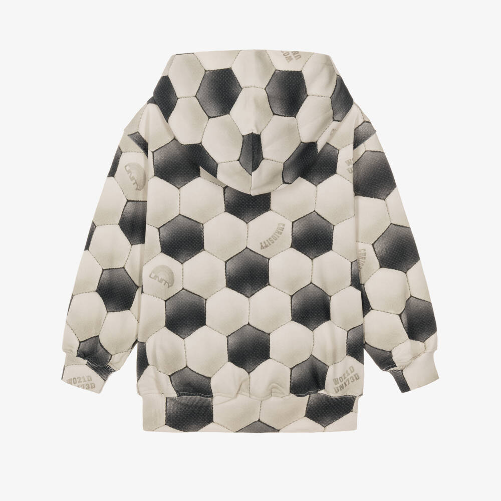 Molo-Boys Grey Football Print Hoodie | Childrensalon