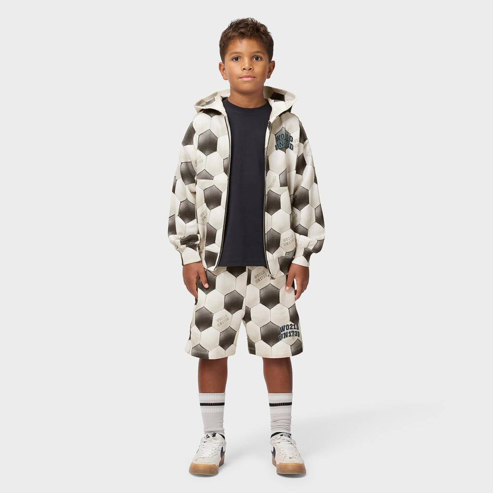Molo-Boys Grey Football Print Hoodie | Childrensalon
