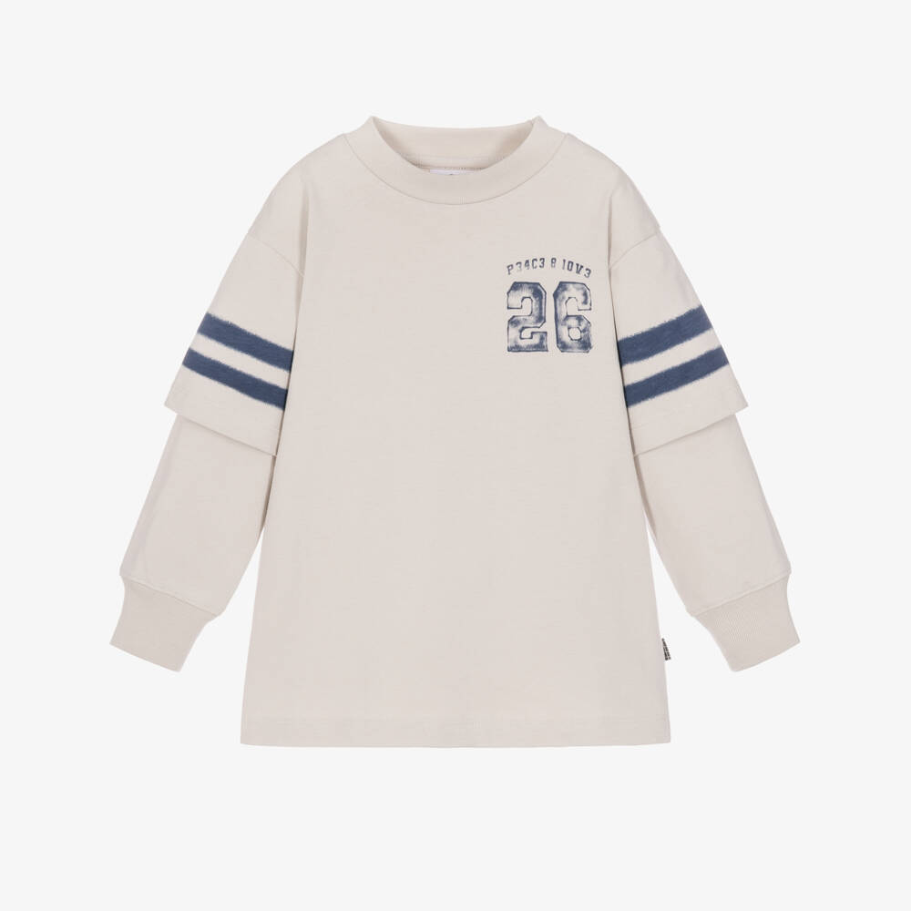 Molo-Boys Grey Layered-Look Top in Organic Cotton | Childrensalon