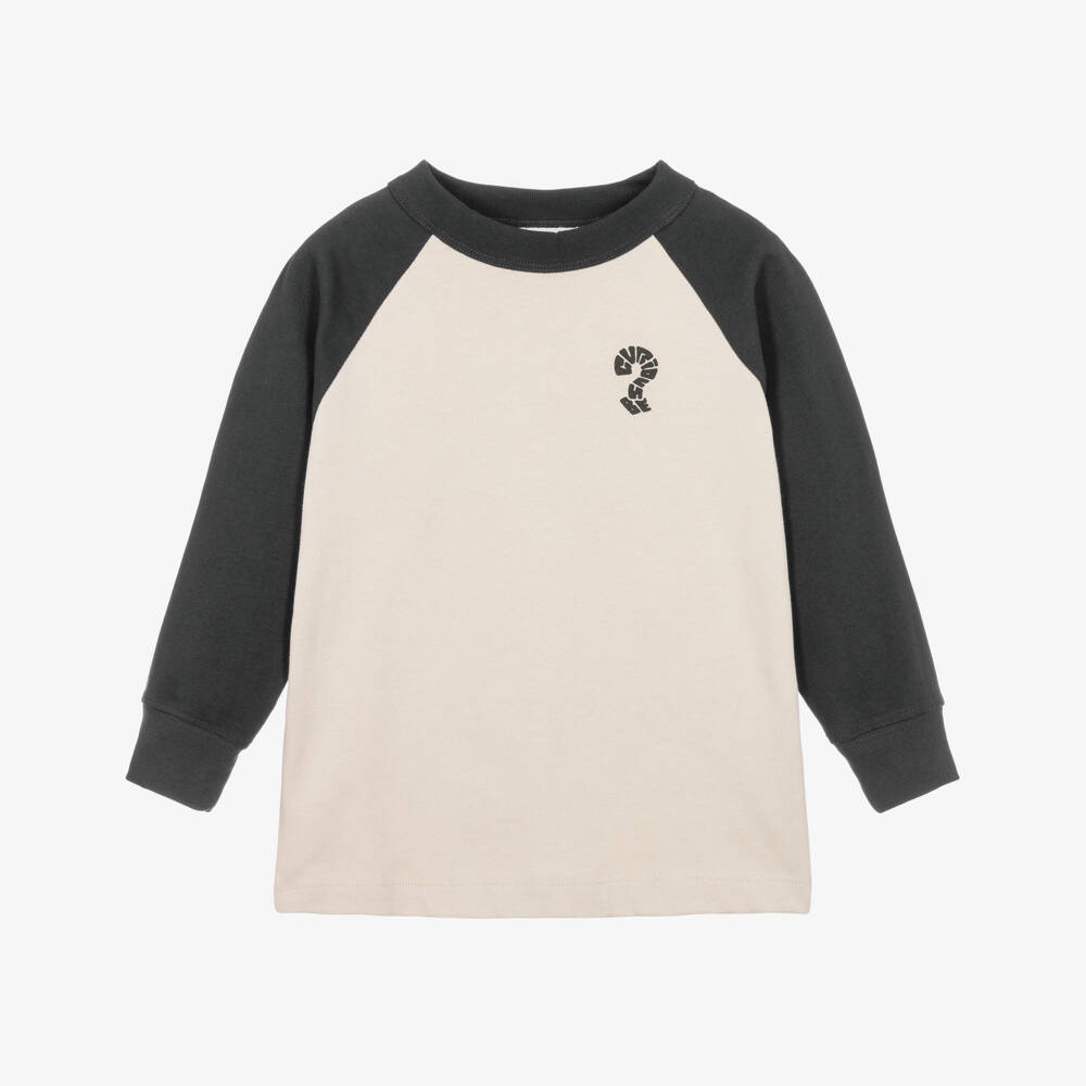 Molo-Boys Grey Organic Cotton Top with Raglan Sleeves | Childrensalon