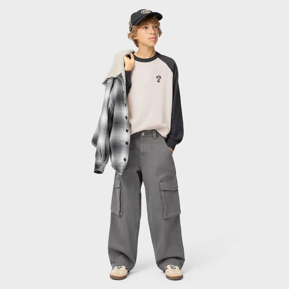 Molo-Boys Grey Organic Cotton Top with Raglan Sleeves | Childrensalon