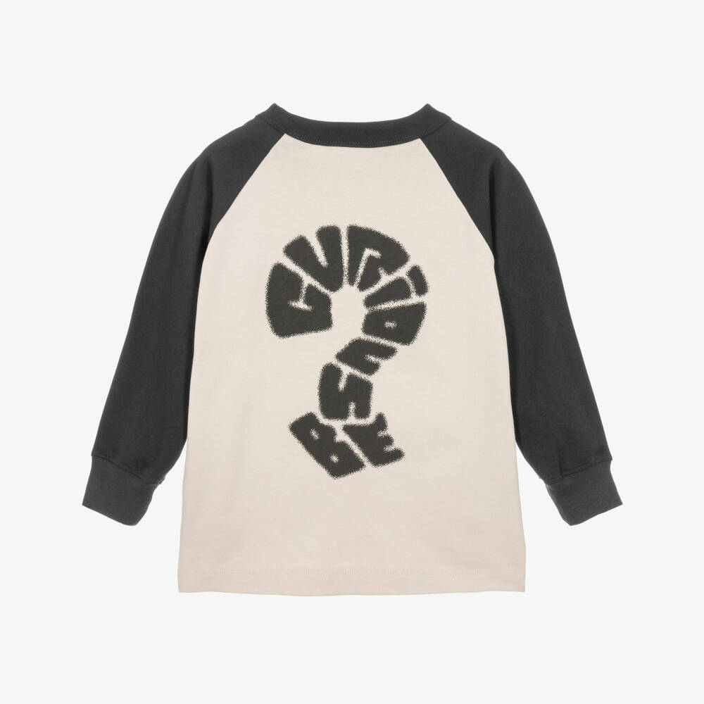 Molo-Boys Grey Organic Cotton Top with Raglan Sleeves | Childrensalon