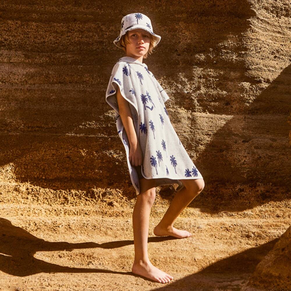 Molo-Boys Grey Palm Tree Print Poncho Towel | Childrensalon