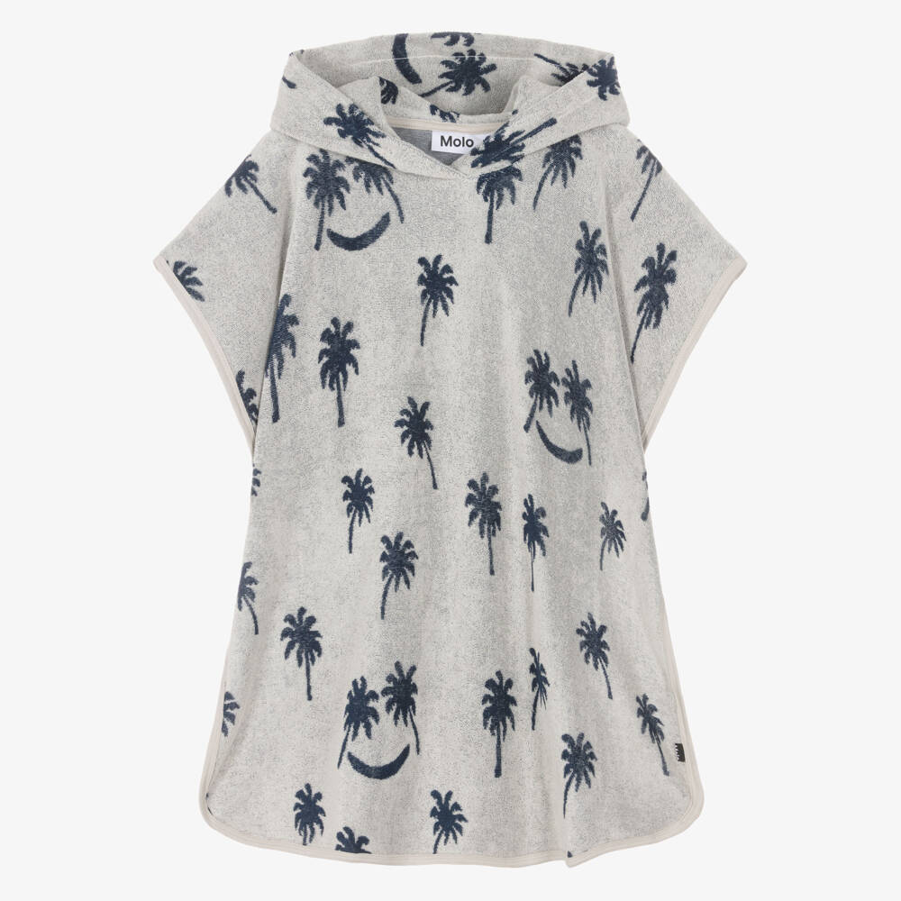Molo-Boys Grey Palm Tree Print Poncho Towel | Childrensalon