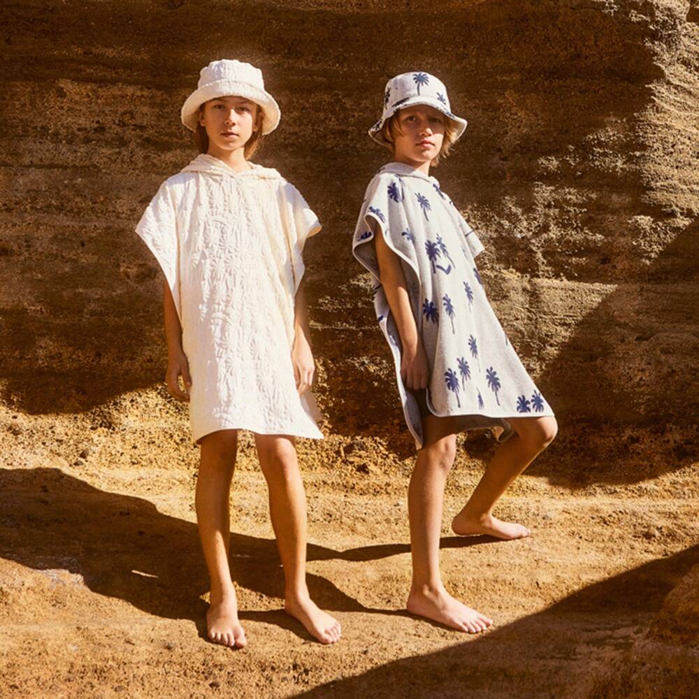 Molo-Boys Grey Palm Tree Towelling Bucket Hat | Childrensalon