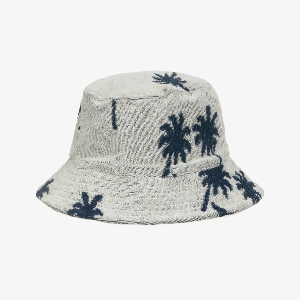 Molo-Boys Grey Palm Tree Towelling Bucket Hat | Childrensalon