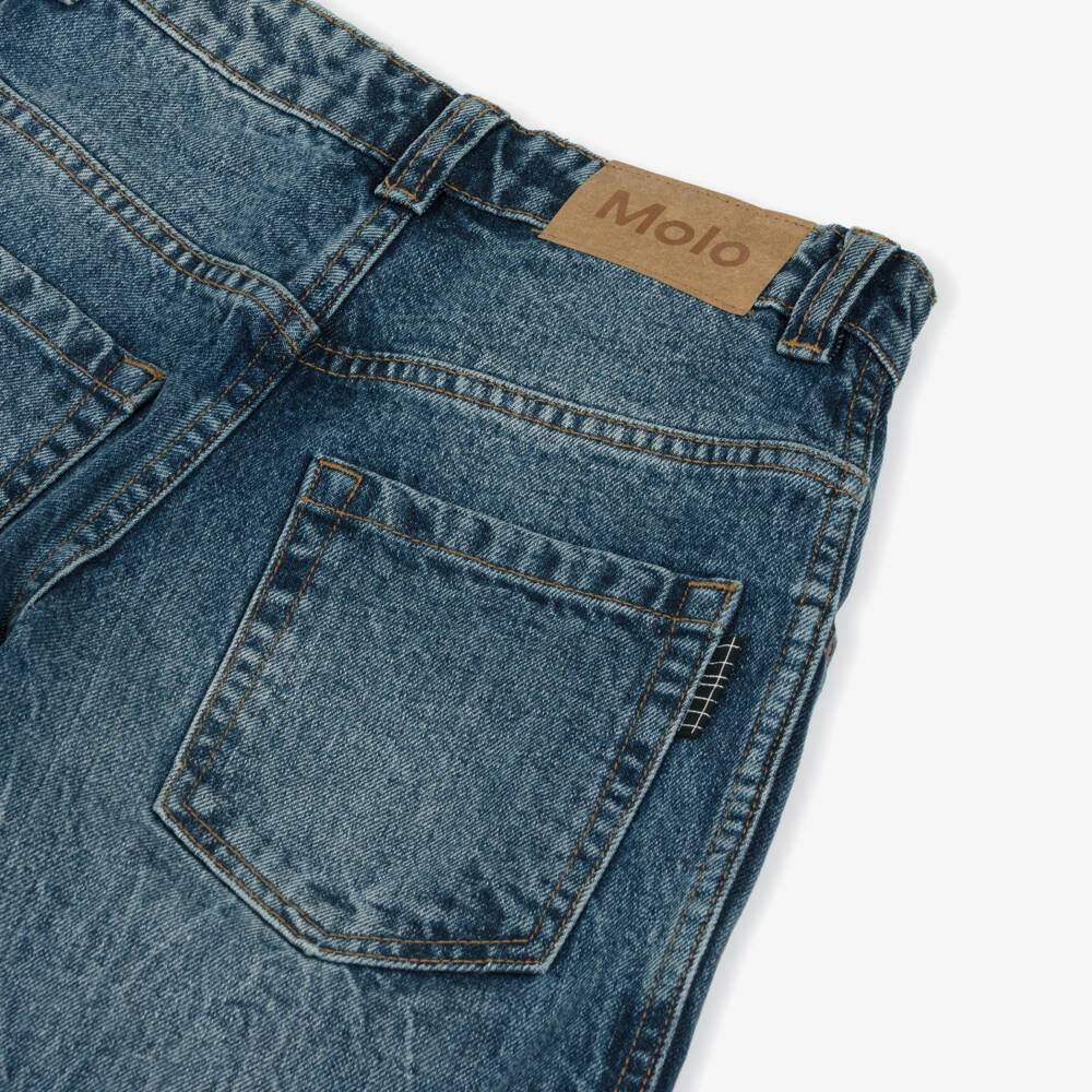 Molo-Boys Indigo Blue Washed Denim Longer Length Shorts | Childrensalon