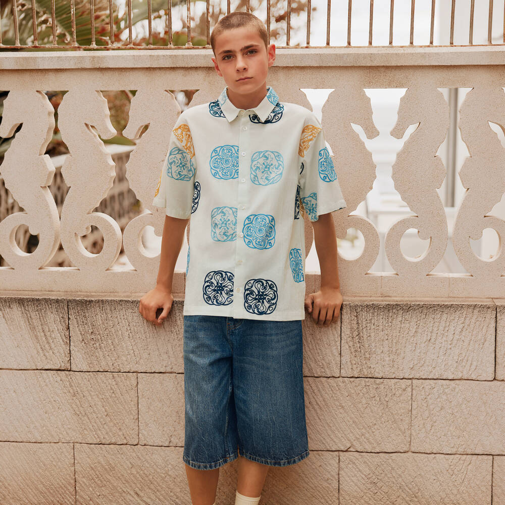 Molo-شورت دنيم لون أزرق نيلي مغسول للأولاد | Childrensalon